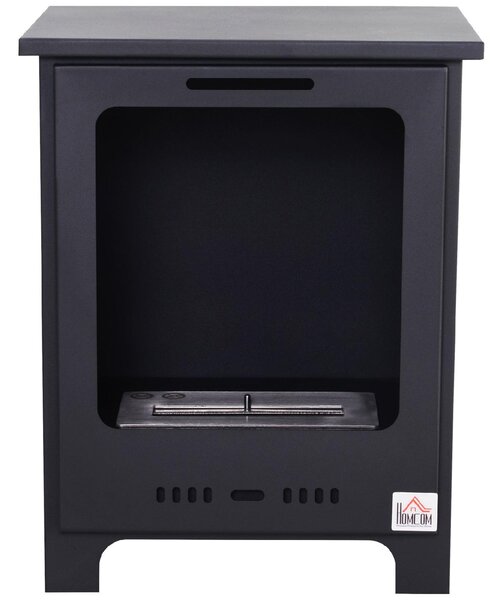 DecHome Camino a Bioetanolo 1.5 lt In Acciaio Senza Canna Fumaria Nero 40x30x50 cm - 8D0156