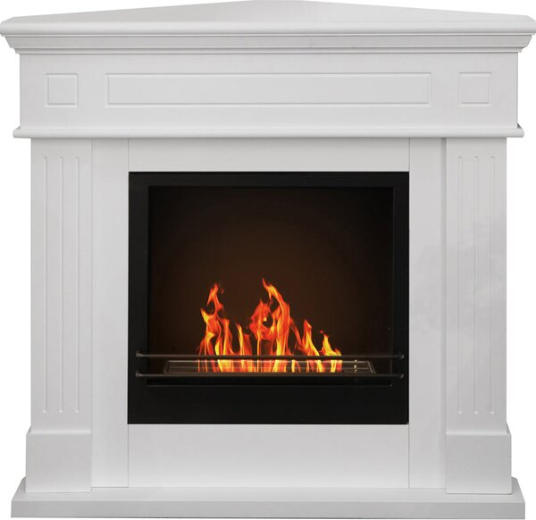 Divina Fire Camino a bioetanolo angolare biocamino da terra ad angolo Ford Bianco 110x63x102 h - DF87054