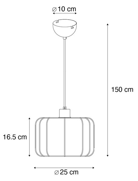 Lampada a sospensione Japandi nera e bianca 25 cm - Madleine