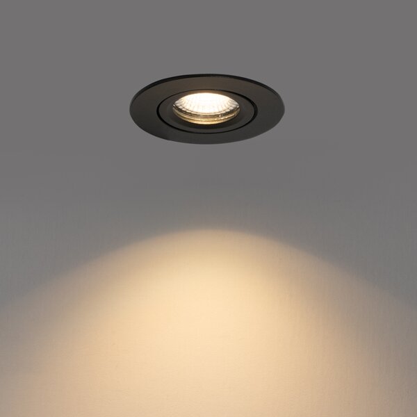 Faretto incasso nero orientabile 6,5 cm con LED incluso IP54 Ultra Slim - Pupil