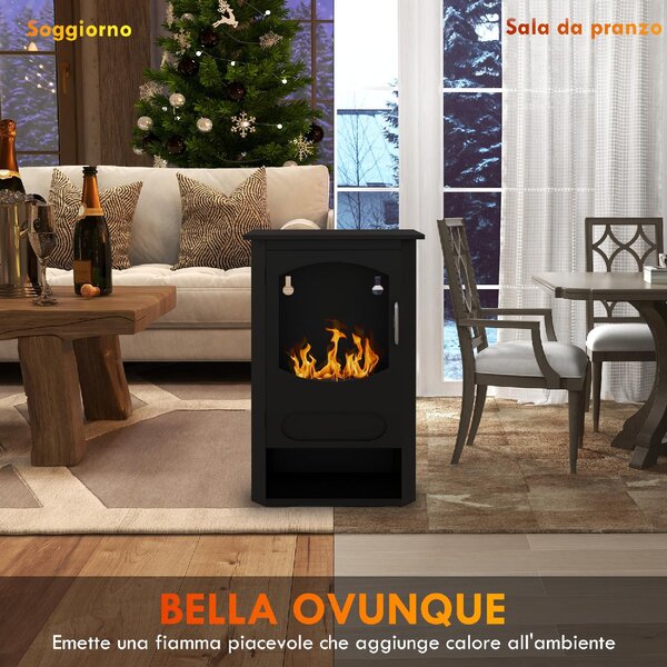 DecHome Camino a Bioetanolo Autoportante Bruciatore da 1.2L Durata 3 Ore Area Riscaldata 20-25 mq colore Nero - 110BKS386
