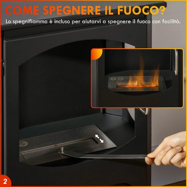 DecHome Camino a Bioetanolo Autoportante Bruciatore da 1.2L Durata 3 Ore Area Riscaldata 20-25 mq colore Nero - 110BKS386