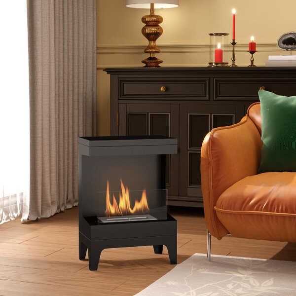 DecHome Camino a Bioetanolo Autoportante con Bruciatore da 0.9L e Durata 3.3 Ore 38x22x54 cm colore Nero - 0BKJ514