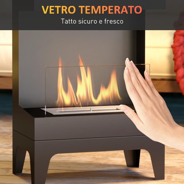 DecHome Camino a Bioetanolo Autoportante con Bruciatore da 0.9L e Durata 3.3 Ore 38x22x54 cm colore Nero - 0BKJ514