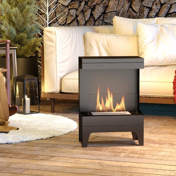 DecHome Camino a Bioetanolo Autoportante con Bruciatore da 0.9L e Durata 3.3 Ore 38x22x54 cm colore Nero - 0BKJ514