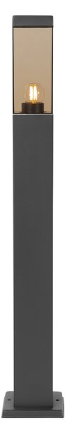 Lampada da esterno moderna a palo grigio scuro con vetro fumé 80 cm - Malios