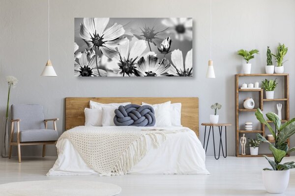 Quadro su tela – Fiori da giardino in bianco e nero