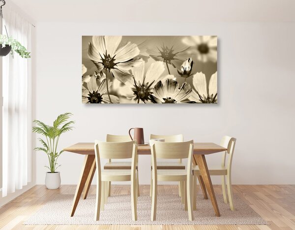 Stampa su tela – Fiori da giardino in versione seppia