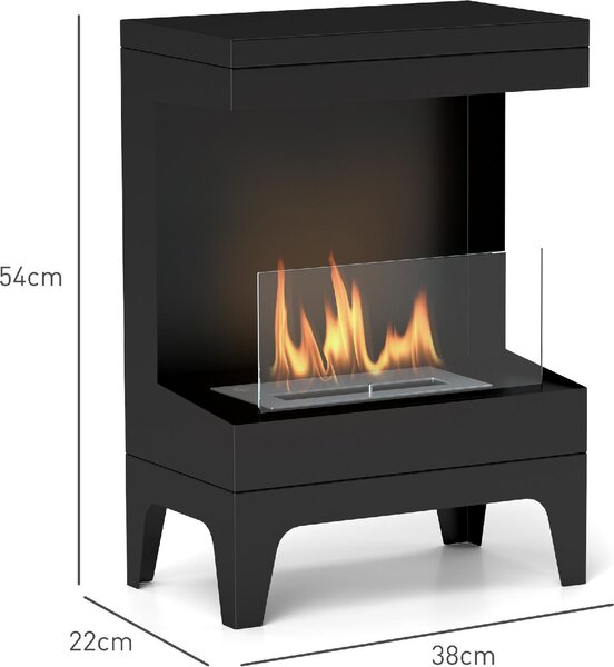 DecHome Camino a Bioetanolo Autoportante con Bruciatore da 0.9L e Durata 3.3 Ore 38x22x54 cm colore Nero - 0BKJ514