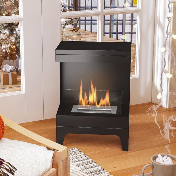 DecHome Camino a Bioetanolo Autoportante con Bruciatore da 0.9L e Durata 3.3 Ore 38x22x54 cm colore Nero - 0BKJ514