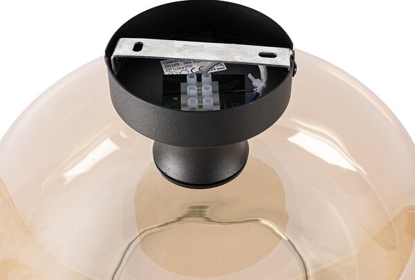 Plafoniera smart nera con vetro ambrato incl. Wifi A60 - Bizle
