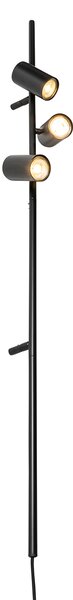 Lampada da parete smart nera con interruttore a pedale 3 luci incl. 3 Wifi GU10 50mm - Jeana Luxe