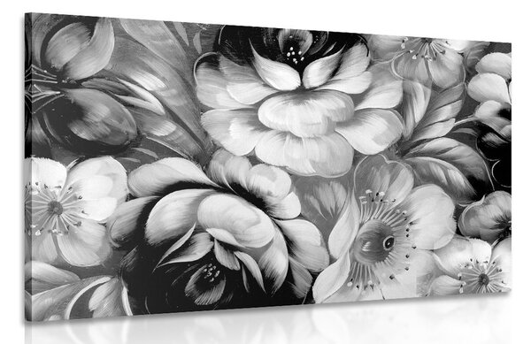 Stampa su tela – Mondo impressionista dei fiori in bianco e nero