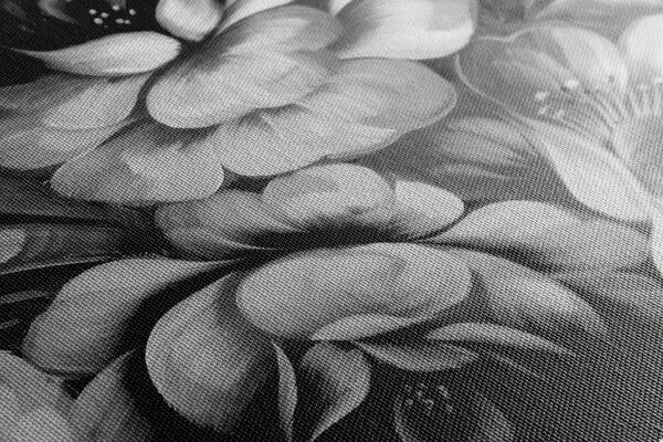 Quadro su tela – Mondo dei fiori in bianco e nero