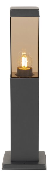 Lampada da esterno moderna grigio scuro con vetro fumé 45 cm - Malios