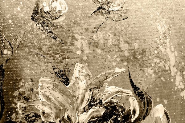 Quadro su tela – Peonie dipinte moderne in versione seppia