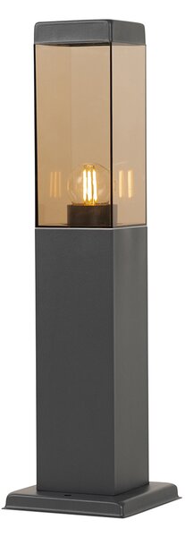 Lampada da esterno moderna grigio scuro con vetro fumé 45 cm - Malios