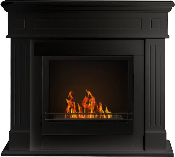 Divina Fire Camino a bioetanolo biocamino da terra Cambridge in legno Nero 110x37x100h - DF43969