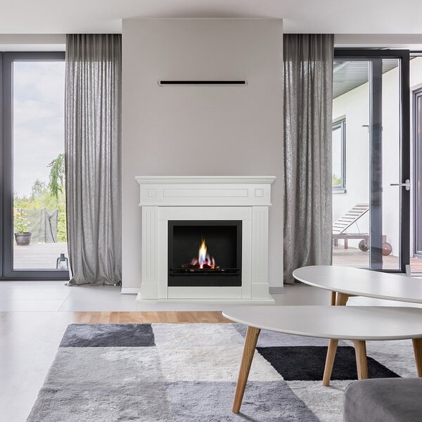 Divina Fire Camino a bioetanolo biocamino da terra Cambridge in legno Bianco 110x37x102h - DF42647