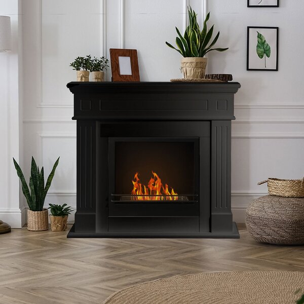 Divina Fire Camino a bioetanolo biocamino da terra Cambridge in legno Nero 110x37x100h - DF43969