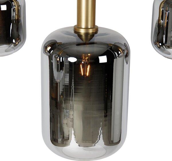 Lampada a sospensione smart nera con vetro oro e fumé ovale a 5 luci incl. 5 Wifi A60 - Zuzanna