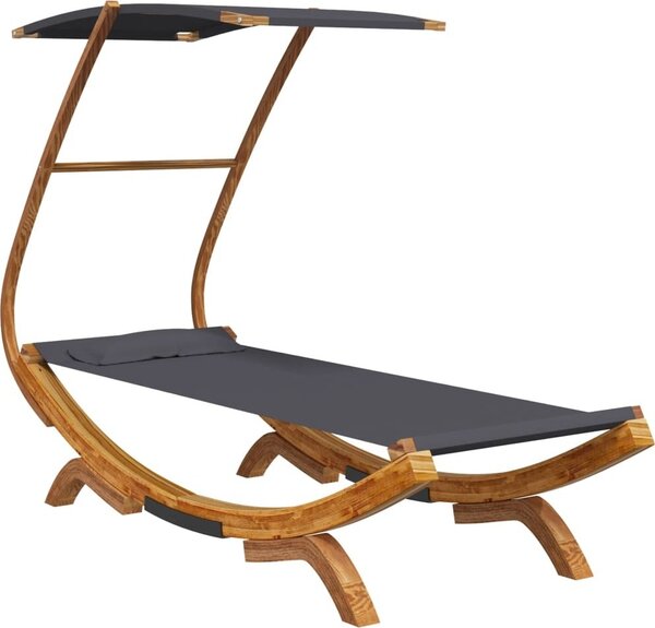 Lettino con Tettuccio 100x190x134 cm in Legno Curvato Antracite