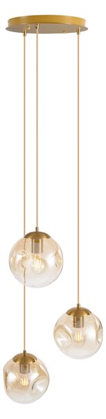 Lampada a sospensione Art Déco ottone con vetro ambrato 3 luci - Douglass