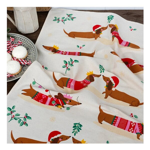 Strofinaccio in cotone 70x50 cm Festive Sausage Dog – Rex London