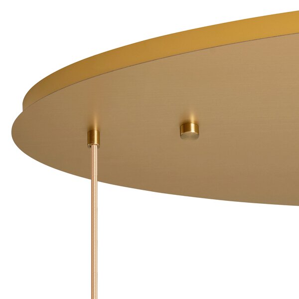 Lampada a sospensione Art Déco ottone con rosone ovale e vetro ambrato 6 luci - Douglass