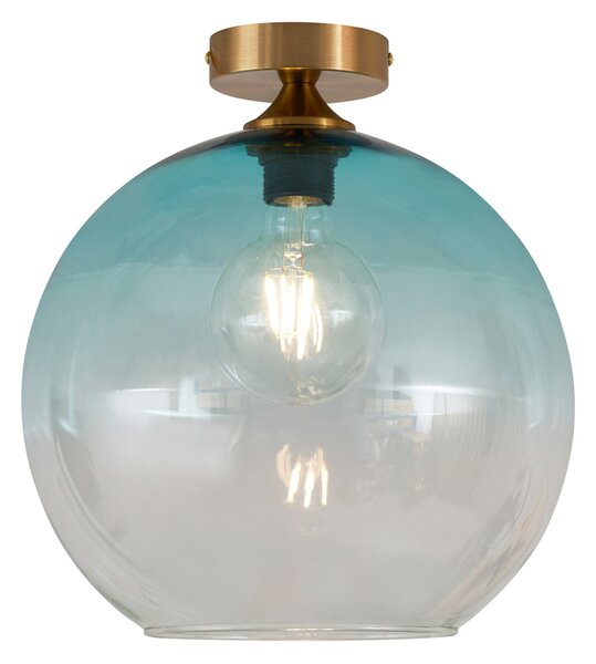 Plafoniera Art Déco ottone con vetro blu - Sandra