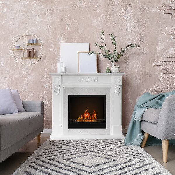 Divina Fire Camino a bioetanolo biocamino da terra Truman Bianco effetto marmo 121x38x108 h - DF87062