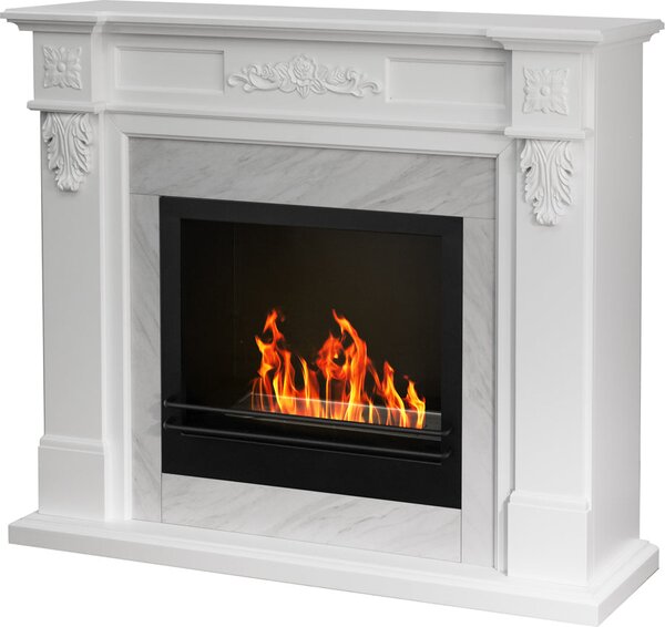 Divina Fire Camino a bioetanolo biocamino da terra Truman Bianco effetto marmo 121x38x108 h - DF87062