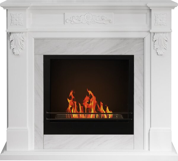 Divina Fire Camino a bioetanolo biocamino da terra Truman Bianco effetto marmo 121x38x108 h - DF87062