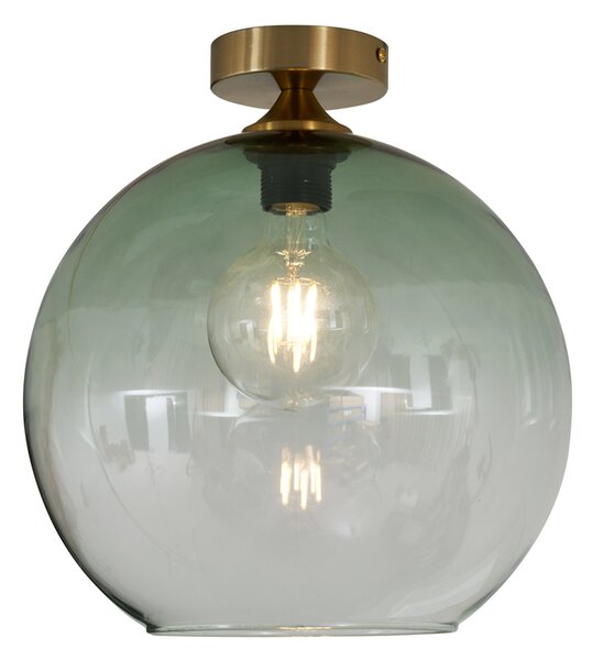 Plafoniera Art Déco ottone con vetro verde - Sandra