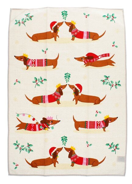 Strofinaccio in cotone 70x50 cm Festive Sausage Dog – Rex London