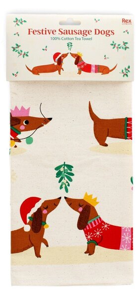 Strofinaccio in cotone 70x50 cm Festive Sausage Dog – Rex London