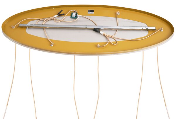 Lampada a sospensione Art Déco ottone con rosone ovale e vetro ambrato 6 luci - Douglass