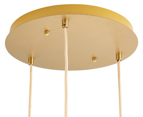 Lampada a sospensione Art Déco ottone con vetro ambrato 3 luci - Douglass