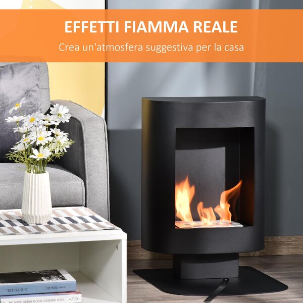 DecHome Camino a Bioetanolo con Serbatoio da 1.5L Copertura fino 20mq 46.5x53x65cm Nero