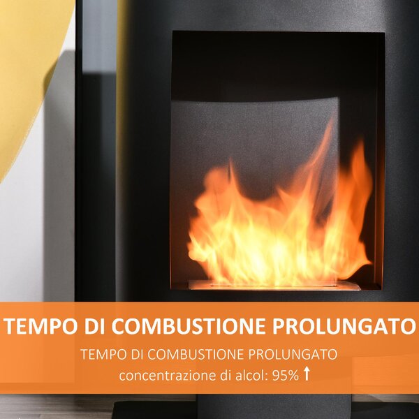 DecHome Camino a Bioetanolo con Serbatoio da 1.5L Copertura fino 20mq 46.5x53x65cm Nero