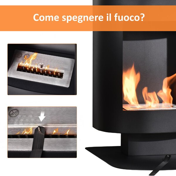 DecHome Camino a Bioetanolo con Serbatoio da 1.5L Copertura fino 20mq 46.5x53x65cm Nero