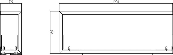 Divina Fire Camino a Bioetanolo da Incasso ad Angolo Biocamino Angolare 120x45 Sutri 120 SX - DF1200SX