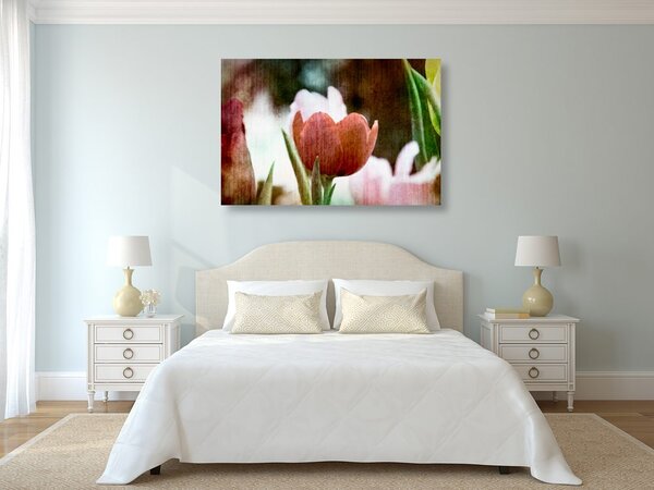 Quadro su tela – Prato di tulipani in stile retrò