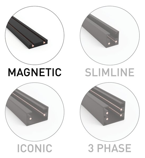 Faretto moderno nero per sistema binario monofase 12W 3000K - Magnetic Puntua