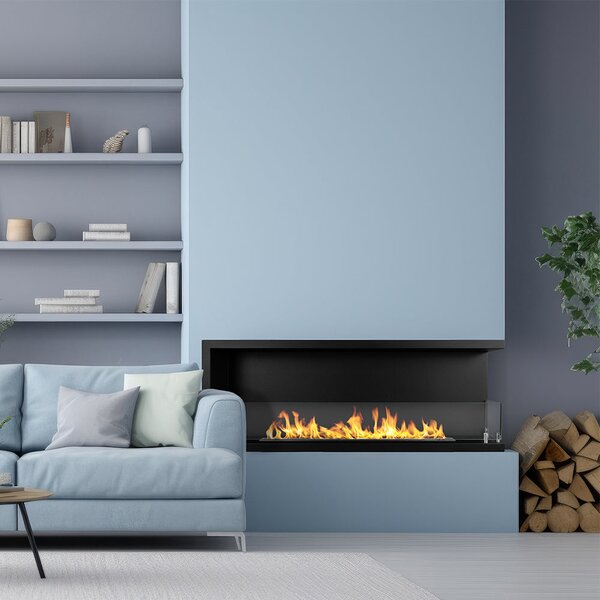 Divina Fire Camino a Bioetanolo da Incasso ad Angolo Biocamino Angolare 120x45 Sutri 120 DX - DF1200DX