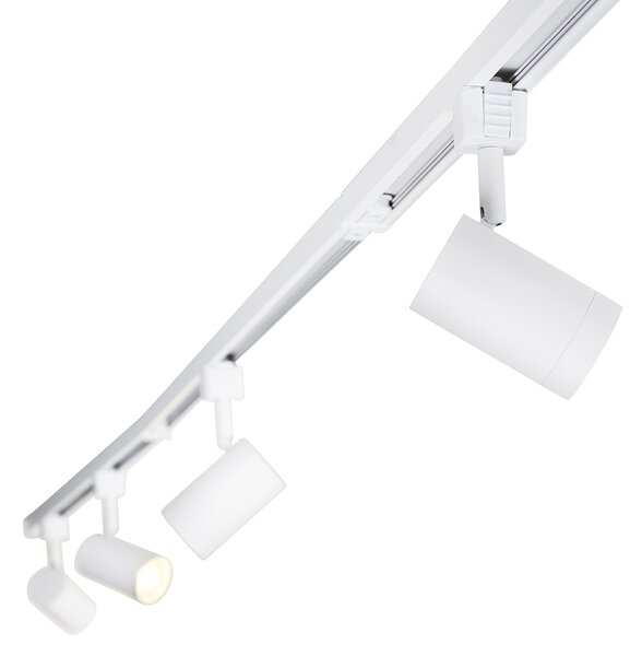 Sistema di illuminazione a binario monofase moderno con 15 faretti bianco - Iconic Jeana