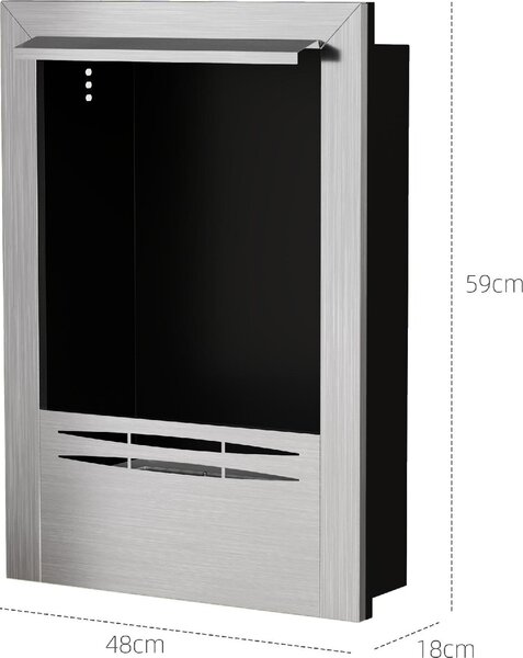 DecHome Camino a Bioetanolo da Incasso in Acciaio Capacit 0.9L e Durata 3.3 Ore 48x18x59 cm colore Argento - 0SRJ517
