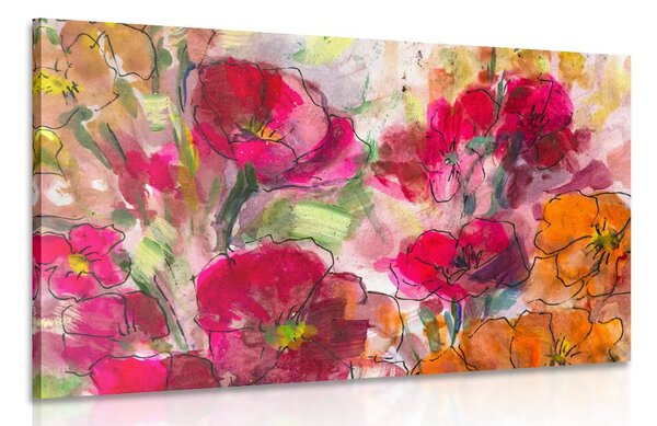 Quadro su tela – Natura morta floreale dipinta
