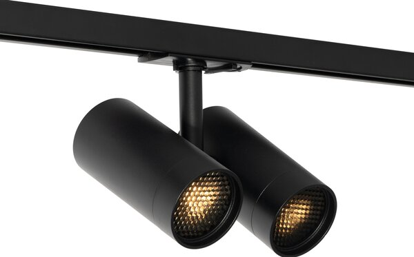 Sistema di illuminazione a binario moderno con 3 faretti neri monofase - Iconic Scopio