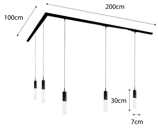 Sistema di illuminazione su binario moderno con 5 luci a sospensione dorate monofase - Iconic Lloyd